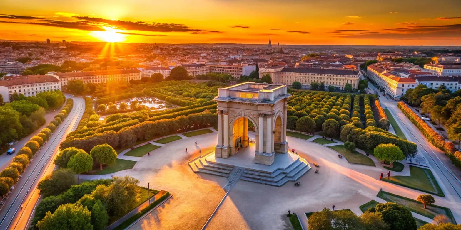 Montpellier au coucher du soleil